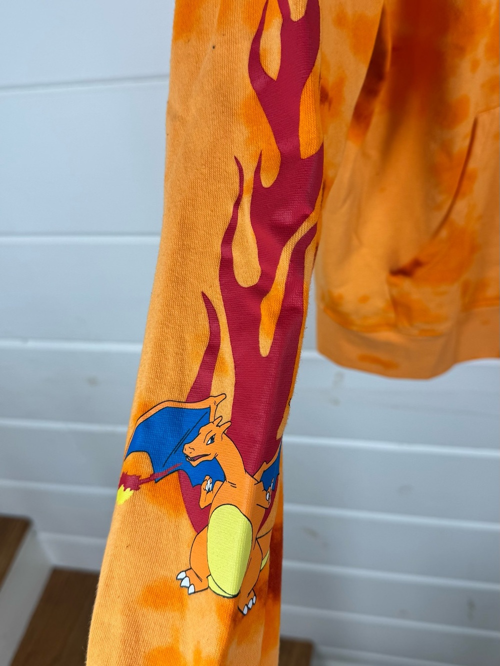 Pokemon Charizard Custom Tie Dye Hoodie Orange Fire Graphic Pullover Size Medium - Picture 5 of 7